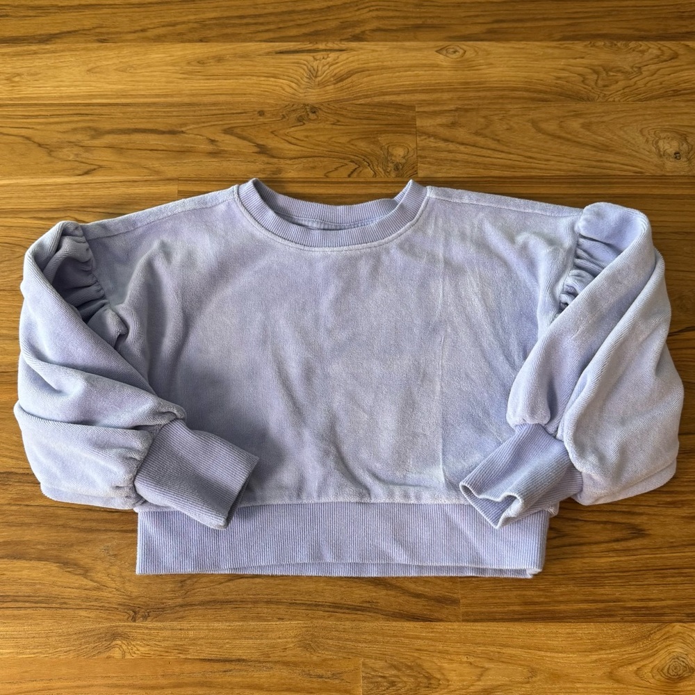 JANIE + JACK Shirt Kids’ 6 Cropped Light Purple Velvety Material Long Sleeve